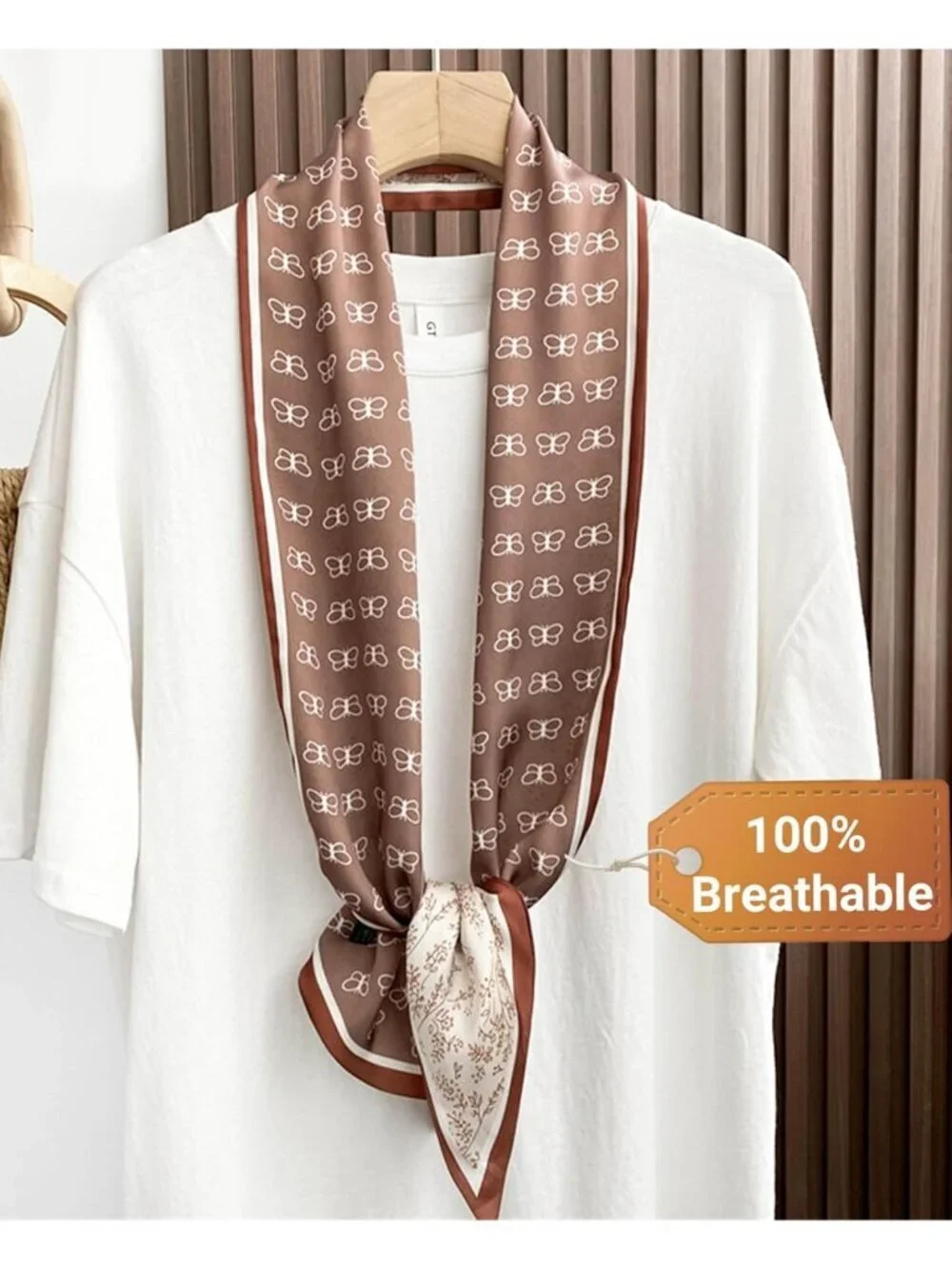 Women's Radish Brown Silky Satin Headscarf Wrap Lightweight Scarves Scarf
